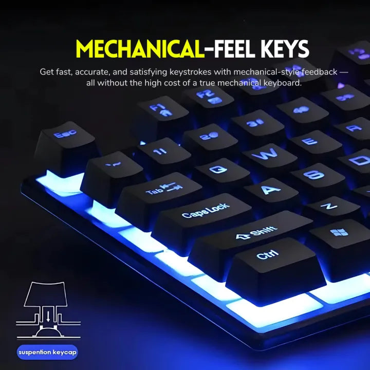 【TOP-RATED】 RGB Gaming Keyboard for PC & Laptop Gaming Mechanical Feel Keys Anti-Ghosting Ergonomic & Water Spill-Resistant Design Fast Response USB 3.0 Wired Quiet Typing Compatible with Windows - Unique Mall