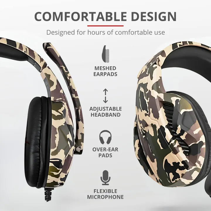 PRO Gaming Headphones By KONIX for Gaming PC Xbox One, PS4, PS5, Bass Surround and Noise Cancelling with Flexible Mic, 3.5mm Wired Adjustable for Laptop, PC, Smartphones With Free PC Converter By ABID STORE