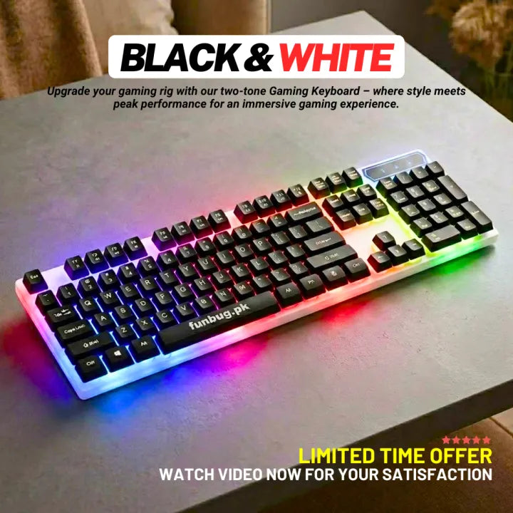 FunBug RGB Gaming Keyboard – Mechanical Feel Keyboard with FN Shortcuts, Waterproof Design, Rainbow Backlight – Gaming Key Board in Pakistan