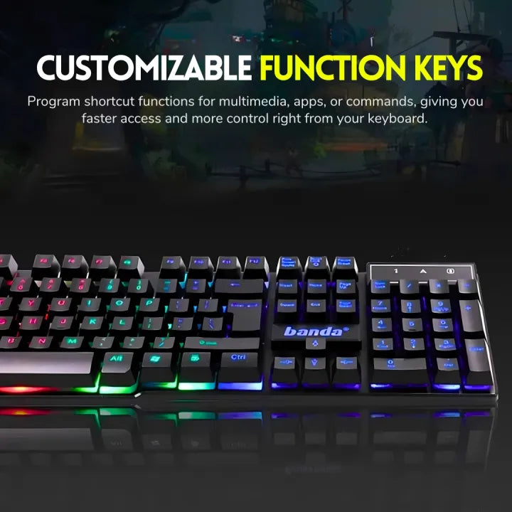 【TOP-RATED】 RGB Gaming Keyboard for PC & Laptop Gaming Mechanical Feel Keys Anti-Ghosting Ergonomic & Water Spill-Resistant Design Fast Response USB 3.0 Wired Quiet Typing Compatible with Windows - Unique Mall