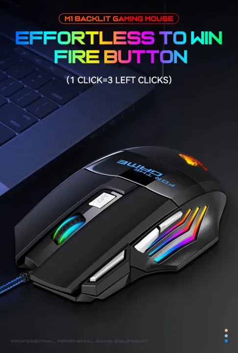 7 Buttons RGB PRO Gaming Mouse with 3200dpi - Breathing LED USB Wired Optical Computer Mouse with 7 Buttons & Braided Wire including Side Buttons with FREE Mouse Pad.