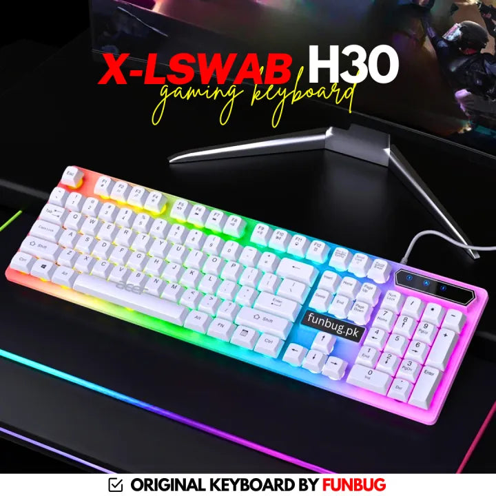 FunBug RGB Gaming Keyboard – Mechanical Feel Keyboard with FN Shortcuts, Waterproof Design, Rainbow Backlight – Gaming Key Board in Pakistan