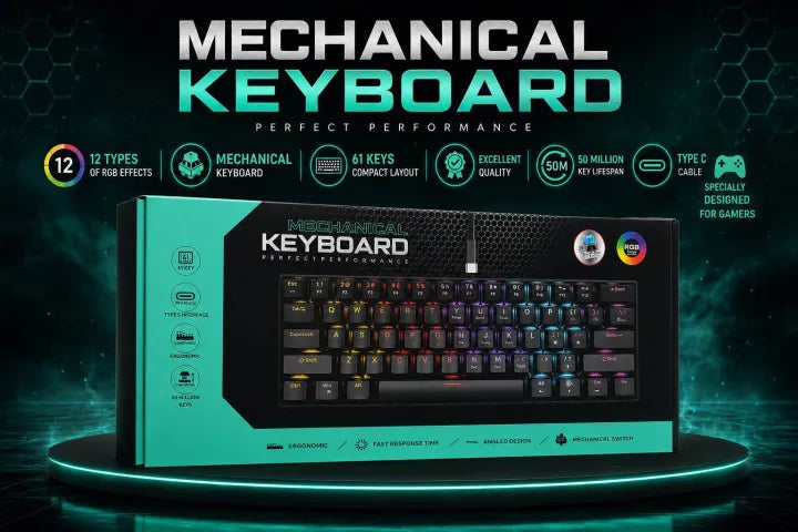GAMING MECHANICAL RGB LIGHT 61 KEY KEYBOARD
