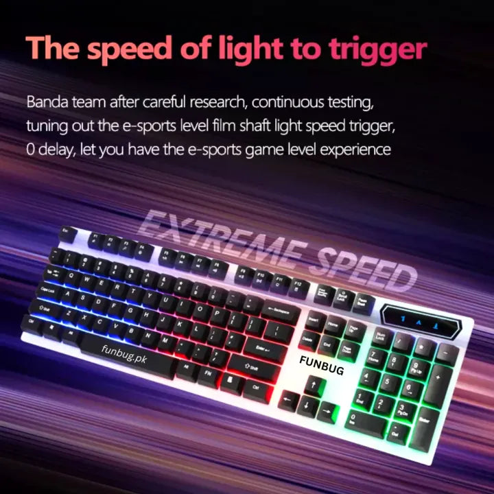 FunBug RGB Gaming Keyboard – Mechanical Feel Keyboard with FN Shortcuts, Waterproof Design, Rainbow Backlight – Gaming Key Board in Pakistan