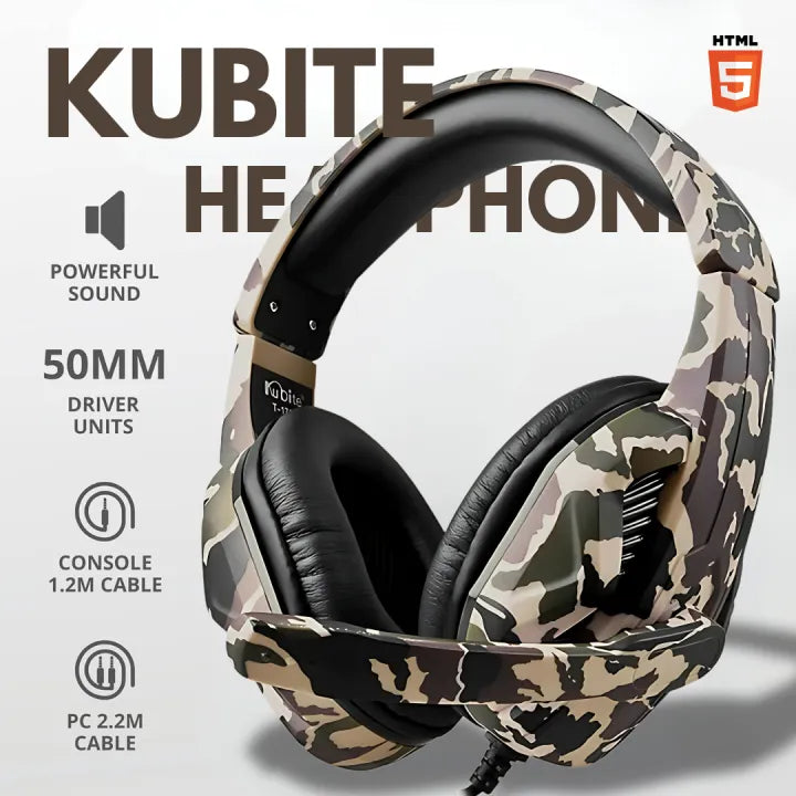 PRO Gaming Headphones By KONIX for Gaming PC Xbox One, PS4, PS5, Bass Surround and Noise Cancelling with Flexible Mic, 3.5mm Wired Adjustable for Laptop, PC, Smartphones With Free PC Converter By ABID STORE