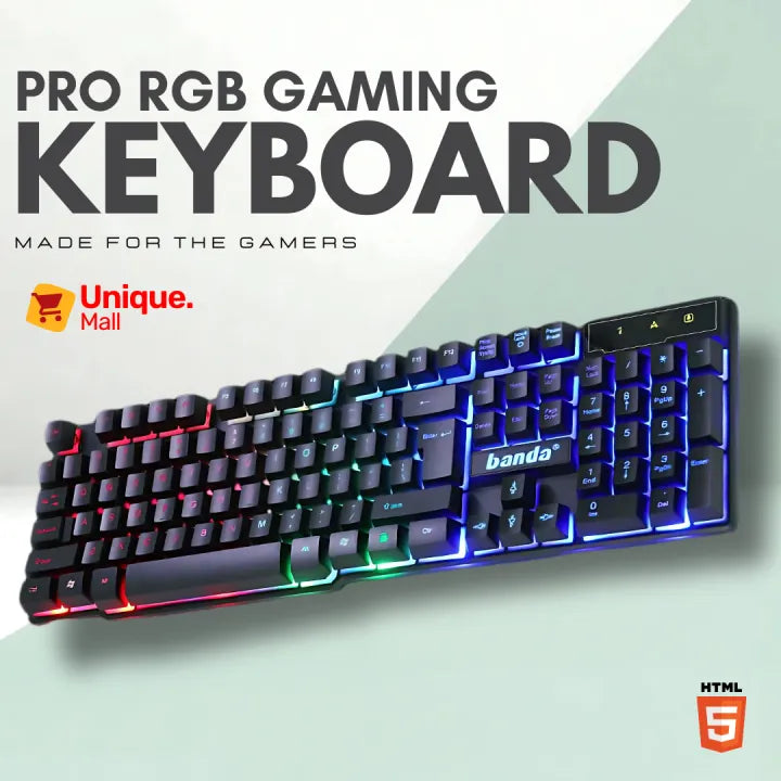 【TOP-RATED】 RGB Gaming Keyboard for PC & Laptop Gaming Mechanical Feel Keys Anti-Ghosting Ergonomic & Water Spill-Resistant Design Fast Response USB 3.0 Wired Quiet Typing Compatible with Windows - Unique Mall