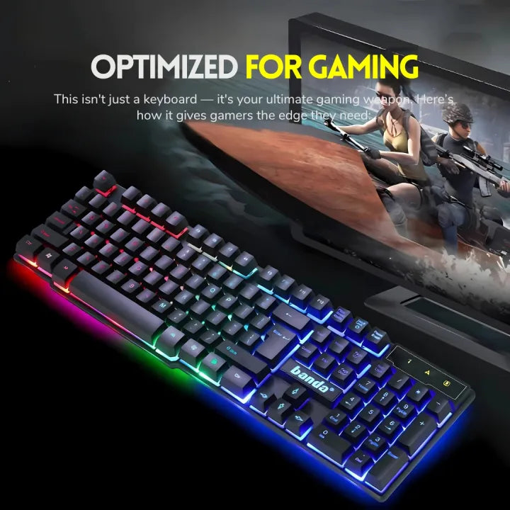 【TOP-RATED】 RGB Gaming Keyboard for PC & Laptop Gaming Mechanical Feel Keys Anti-Ghosting Ergonomic & Water Spill-Resistant Design Fast Response USB 3.0 Wired Quiet Typing Compatible with Windows - Unique Mall
