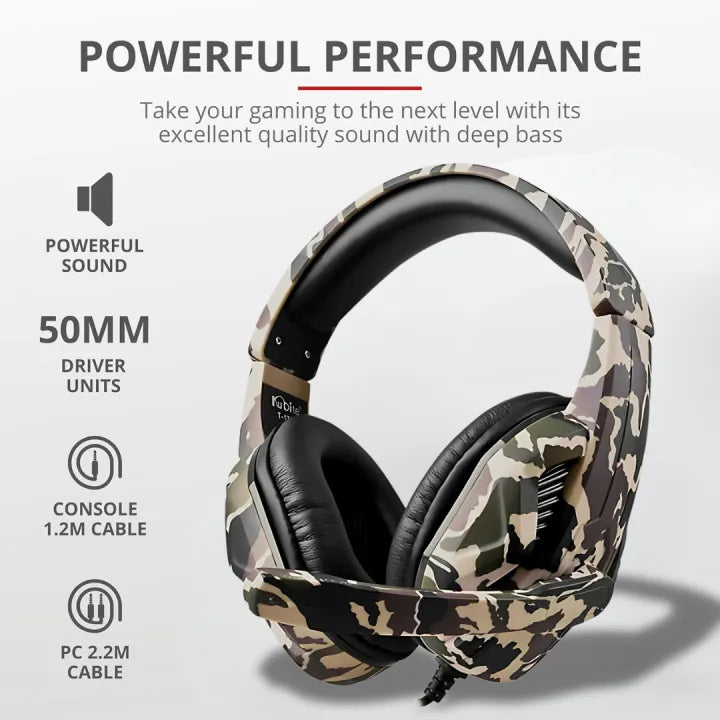 PRO Gaming Headphones By KONIX for Gaming PC Xbox One, PS4, PS5, Bass Surround and Noise Cancelling with Flexible Mic, 3.5mm Wired Adjustable for Laptop, PC, Smartphones With Free PC Converter By ABID STORE