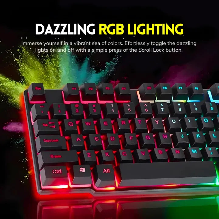 【TOP-RATED】 RGB Gaming Keyboard for PC & Laptop Gaming Mechanical Feel Keys Anti-Ghosting Ergonomic & Water Spill-Resistant Design Fast Response USB 3.0 Wired Quiet Typing Compatible with Windows - Unique Mall